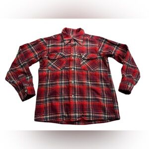 Vintage‎ Red Pendleton Men’s 100% Wool Button Down Shirt Medium Plaid